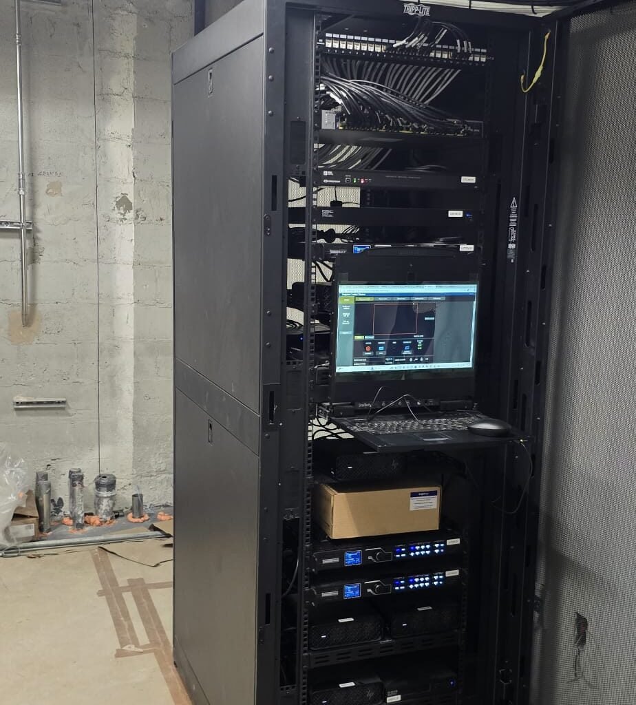 Equipment rack with network and control hardware