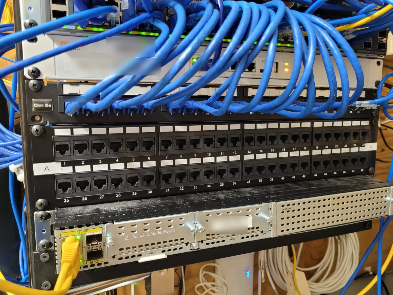 Network patch panel and data cabling at a Fresenius Kidney Care clinic in Delray Beach, installed by Martec Technologies