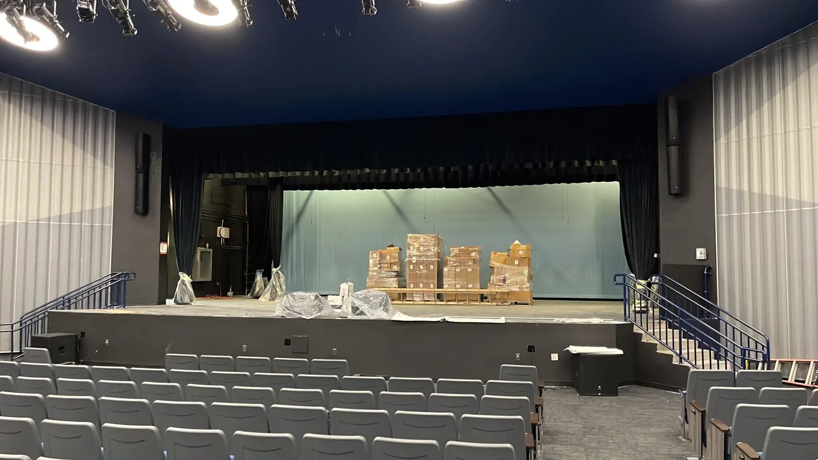 Palmetto Senior High School auditorium in Pinecrest with stage speakers installed by Martec Technologies
